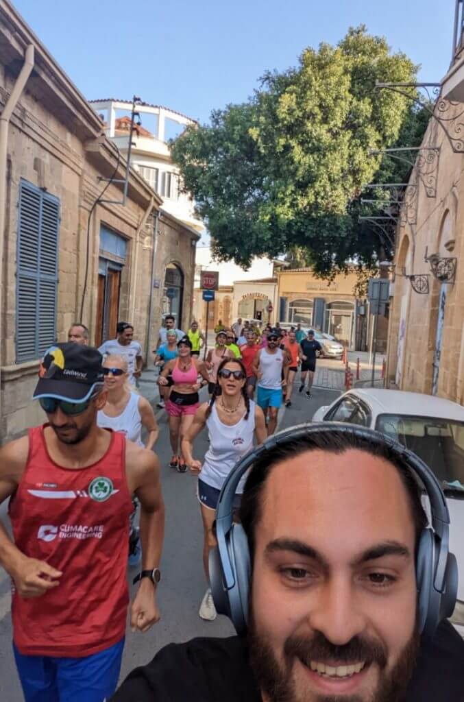 jacob running with a crowd of web design cyprus people