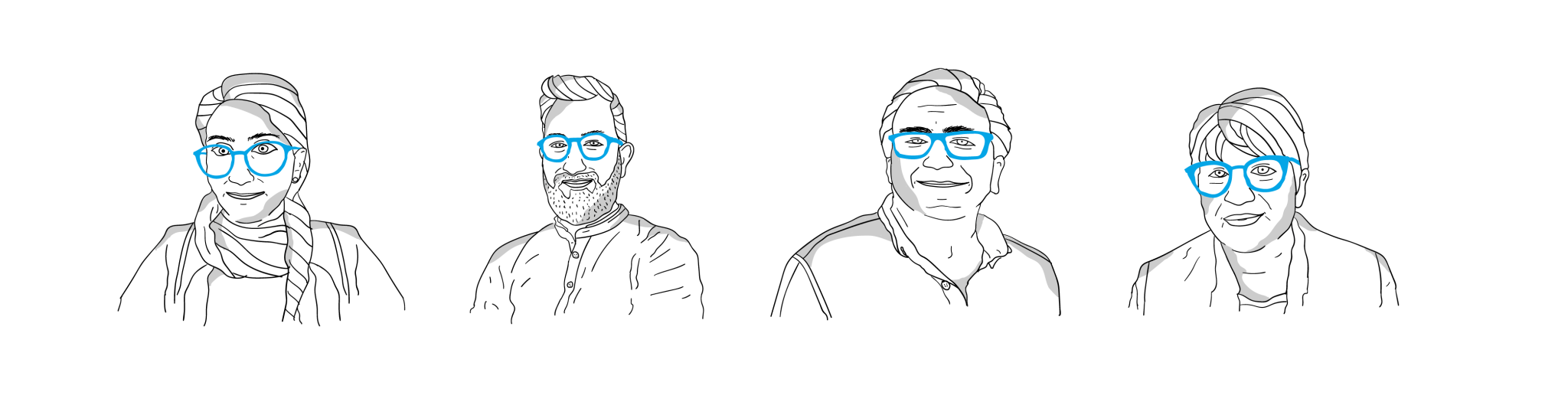 character illustrations of team