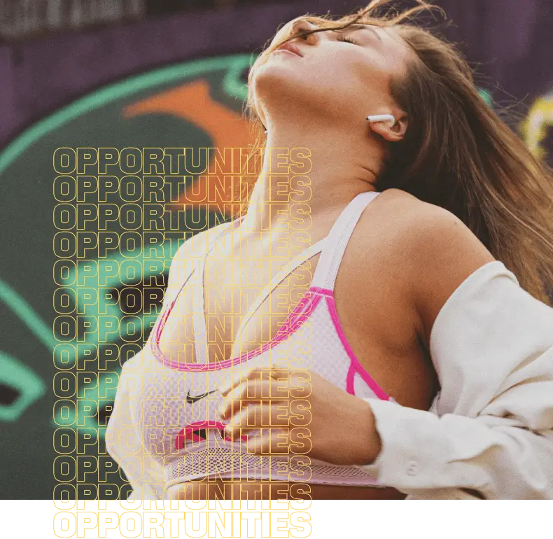 lady athlete looking up branding